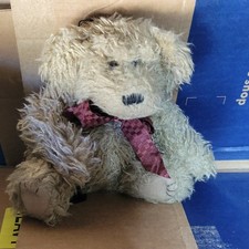 Beige Plush Teddy Bear Stuffed Animal Black Eyes with Bow, Tags