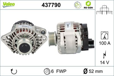 Lichtmaschine Generator Lima VALEO RE-GEN - AT 437790 +71.40  Pfand 14V für FIAT