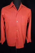 Vintage Bond 1950's Rust Rayon Gabardine Shirt Size Small Very Good Condition