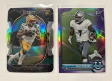 2022 Panini Select Romeo Doubs #54 Silver Prizm Die-Cut (RC) + Bowman U Purple