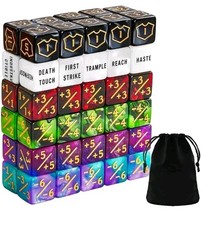 60 PCS MTG Dice - Keyword/Life Counters Set. 2 X Velour Dice Bags. Free UK P&P.