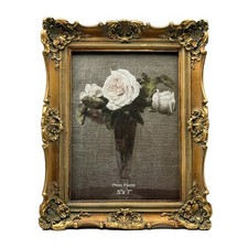 CISOO 5x7 Vintage Picture Frame Antique Ornate Bronze Gold Photo Frame, for T...