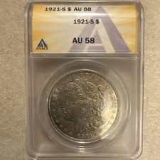 1921-S Morgan Silver Dollar ANACS AU58 In Slab