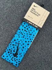 NIKE Dry-Fit Fury Headband Sweatband Hair Band Blue Black Spots Dots #88244