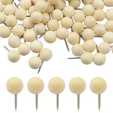 120 Pack Decorative Wooden Push Pins, Round Thumb Tacks Cute Ball Map Push Pi...