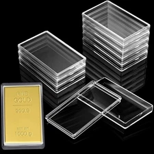 Ctosree 10 Pcs 10 oz Silver Bar Holder 10 Storage Case Clear 