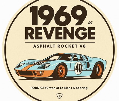 Retro Style Ford Gt40 Le Mans Racing High Quality Round  Garage Sign