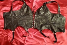 Vintage real Leather Basque 4 Suspenders Size 14