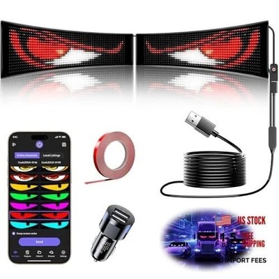 2PCS Synchronize Multiple LED Eyes for Car Windshield, 19''x5'' Full Color