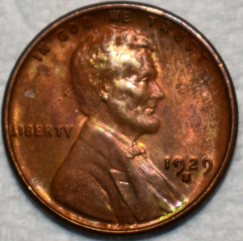 Brilliant Uncirculated 1929-S Lincoln Cent, Richly Toned Obverse & Full-Red Rev