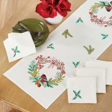 Craftways® Christmas Finch Set Stamped Embroidery