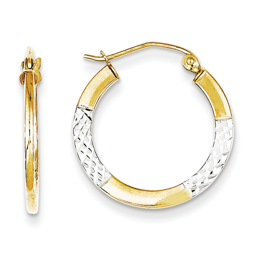 Diamond Cut Polished 10k Yellow Gold Hoop Earrings Ebay