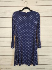 Old Navy Women's Blue And White Polka Dot Long Sleeve Dress Size M