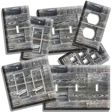 LIGHT SWITCH OUTLET WALL PLATE WEATHERED BEACHWOOD PLANKS GRAY WOOD RUSTIC DECOR