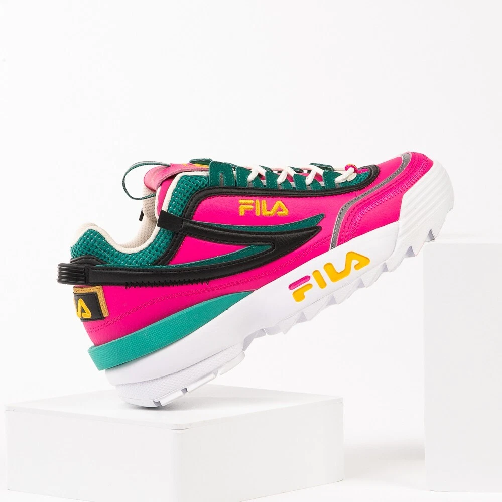 Pink and green fila shoes sale