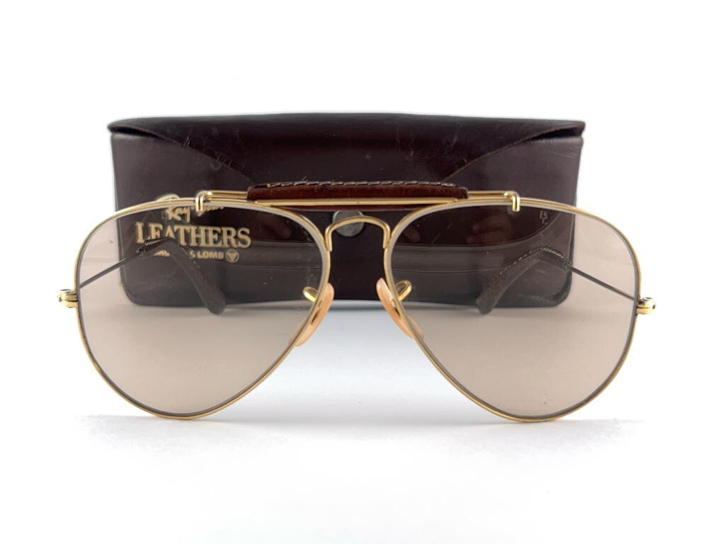 VINTAGE RAY BAN BROWN LEATHERS OUTDOORSMAN 58MM CHANGEABLE B&L