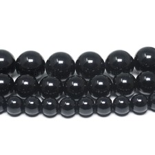 Black Tourmaline Gemstone Beads Round Grade A 6mm 8mm 10mm 15.5" Full Strand