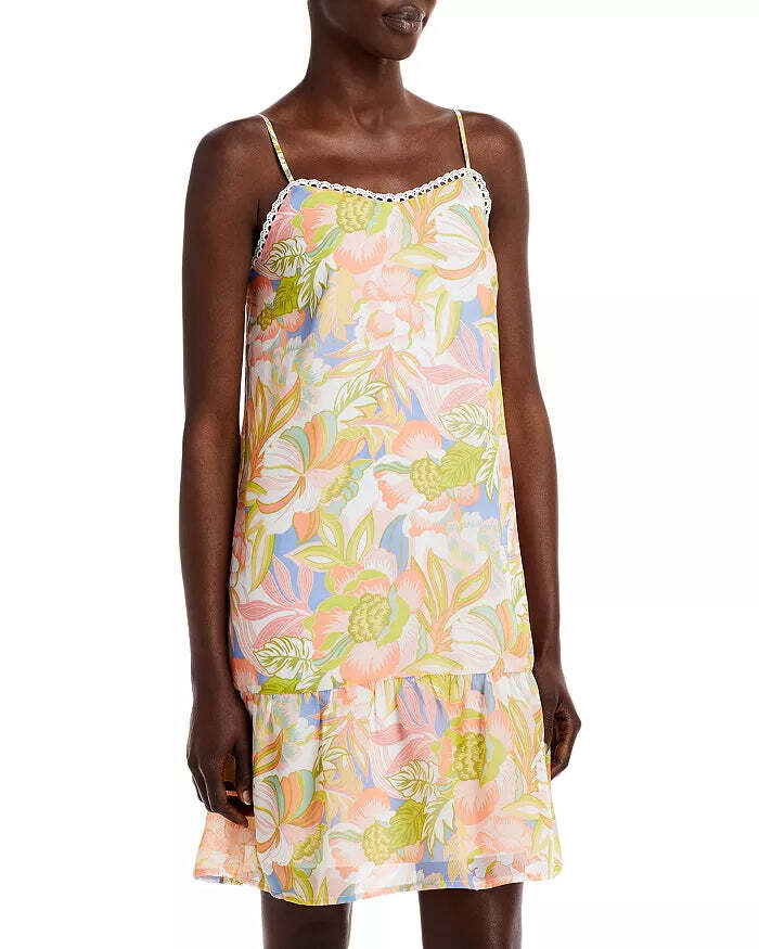 Aqua Floral Print Dress, Size Large | eBay