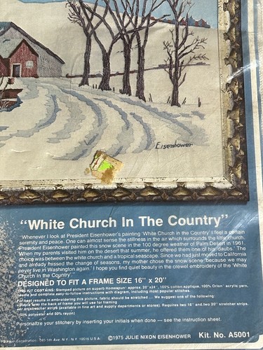 PARAGON STITCHERY KIT #A5001 JULIE NIXON EISENHOWER - WEISSE KIRCHE IM LAND - Bild 2 von 6