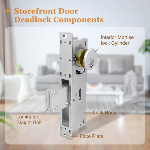 Storefront Door Mortise Lock Deadbolt Aluminum Storefront Entry Door Lock Set - Picture 2 of 7