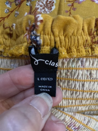 Art Class Jumpsuit Girls Large 10/12 Yellow Floral B76 - Picture 7 of 8