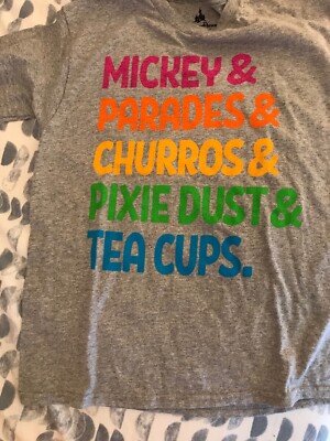 DISNEY PARKS Mickey Parades Pixie Dust Tea Cups Shirt Kids Large NWT
