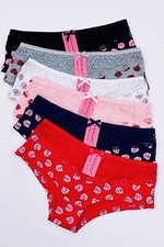 Heart Cotton Breathable Bikini Teen Underwear Hipster Panties Assorted Pack 6pcs