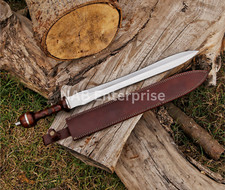 28" Gladiator Roman Sword D2 Steel Gladius Rose Wood Leather Sheath