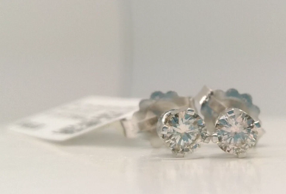 ¡Oro BLANCO SÓLIDO 14k! ¡Aretes de diamantes genuinos reales certificados de 1/4 CTTW!! Foto 2 de 4