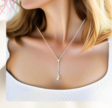 925 Sterling Silver Adjustable Lariat Necklace - Sliding Bead Y Necklace Jewelry