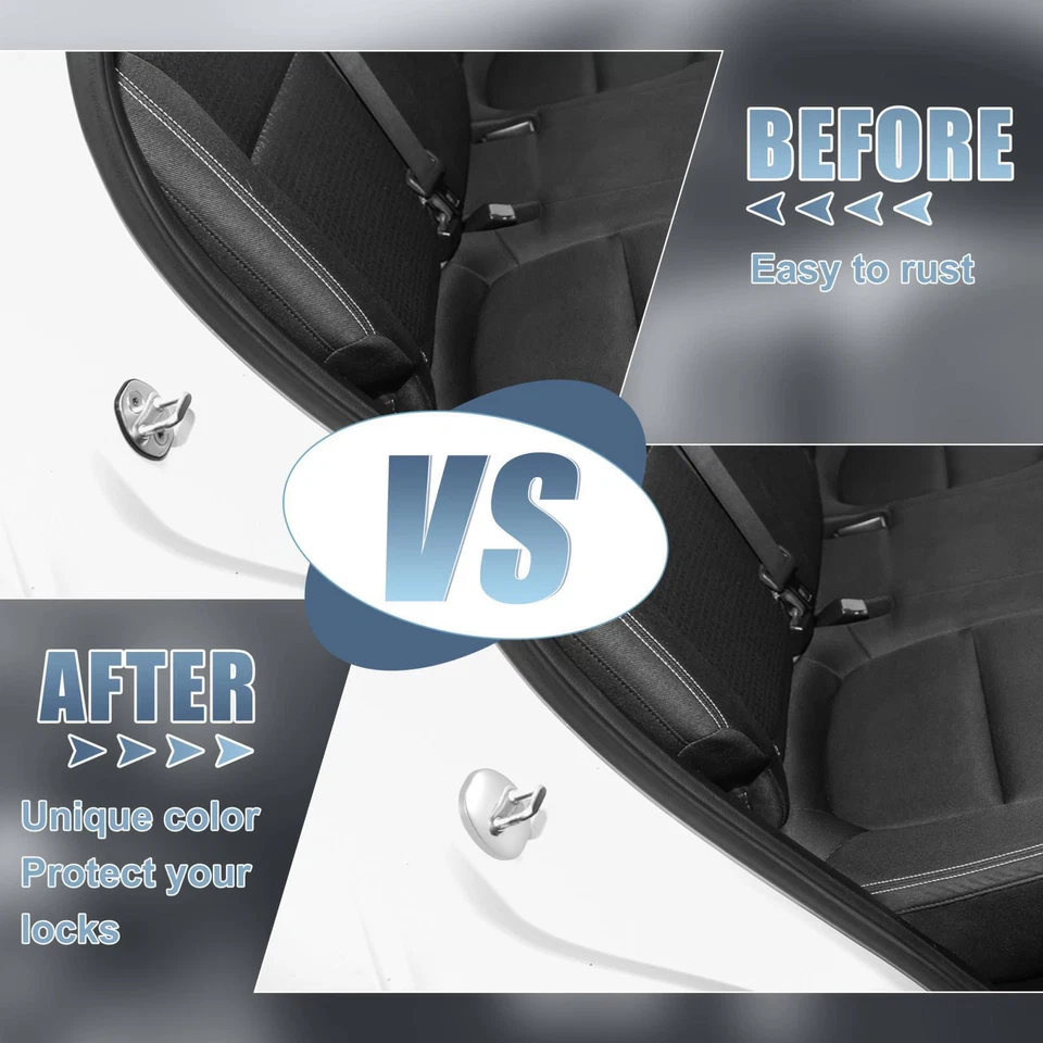 2pcs Car Door Lock Latches Cover Protector Stainless Steel for Lexus Silver Tone Foto 3 de 4