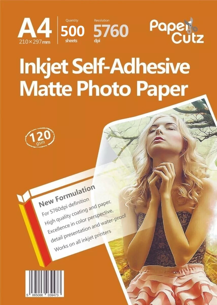 A4 Matte Self Adhesive Photo Paper Inkjet Sticky High Quality 120gsm 500 Sheets