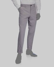  278 Hugo Boss Men Gray 34W Slim Straight Stretch Flat-Front Dress Trouser Pants