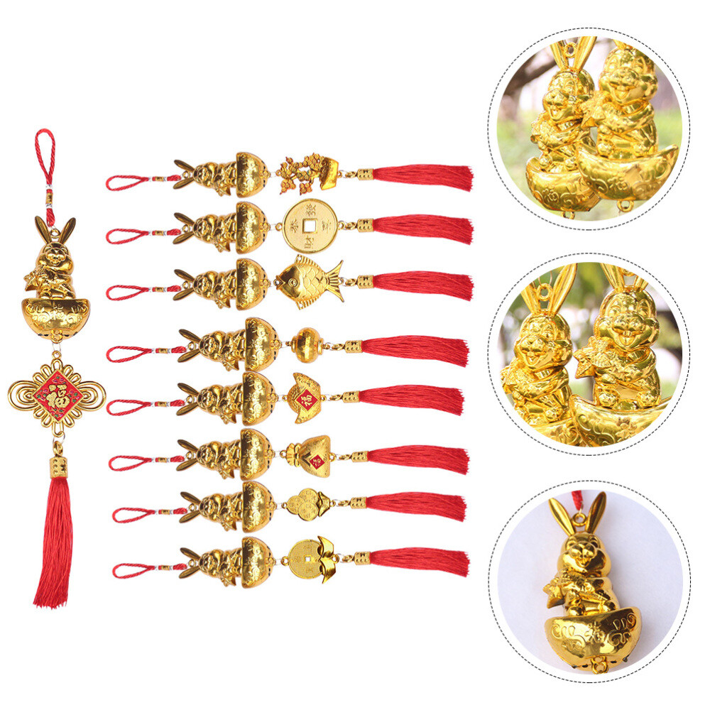 9pcs Chinese Rabbit Lucky Charms Feng Shui Coins & Tree eBay