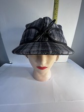 Stormy Kromer Grey Black Plaid Cap Winter Wool Hat SZ 7 1/8 USA Made