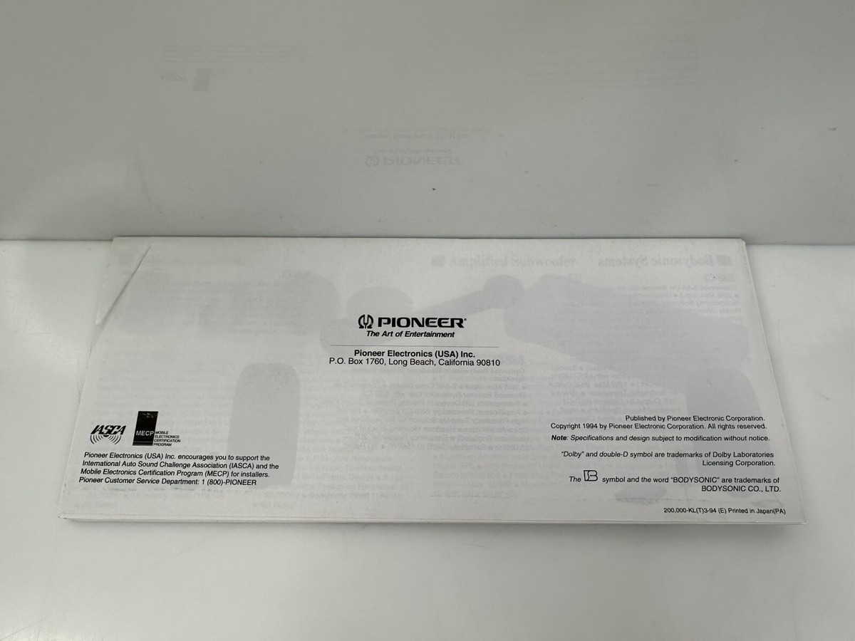 98の世界を広げるナビゲーションカタログ 1994 WINTER　ジャンク Rare Vintage 1994 Pioneer Car Audio Consumer Catalog Brochure USA