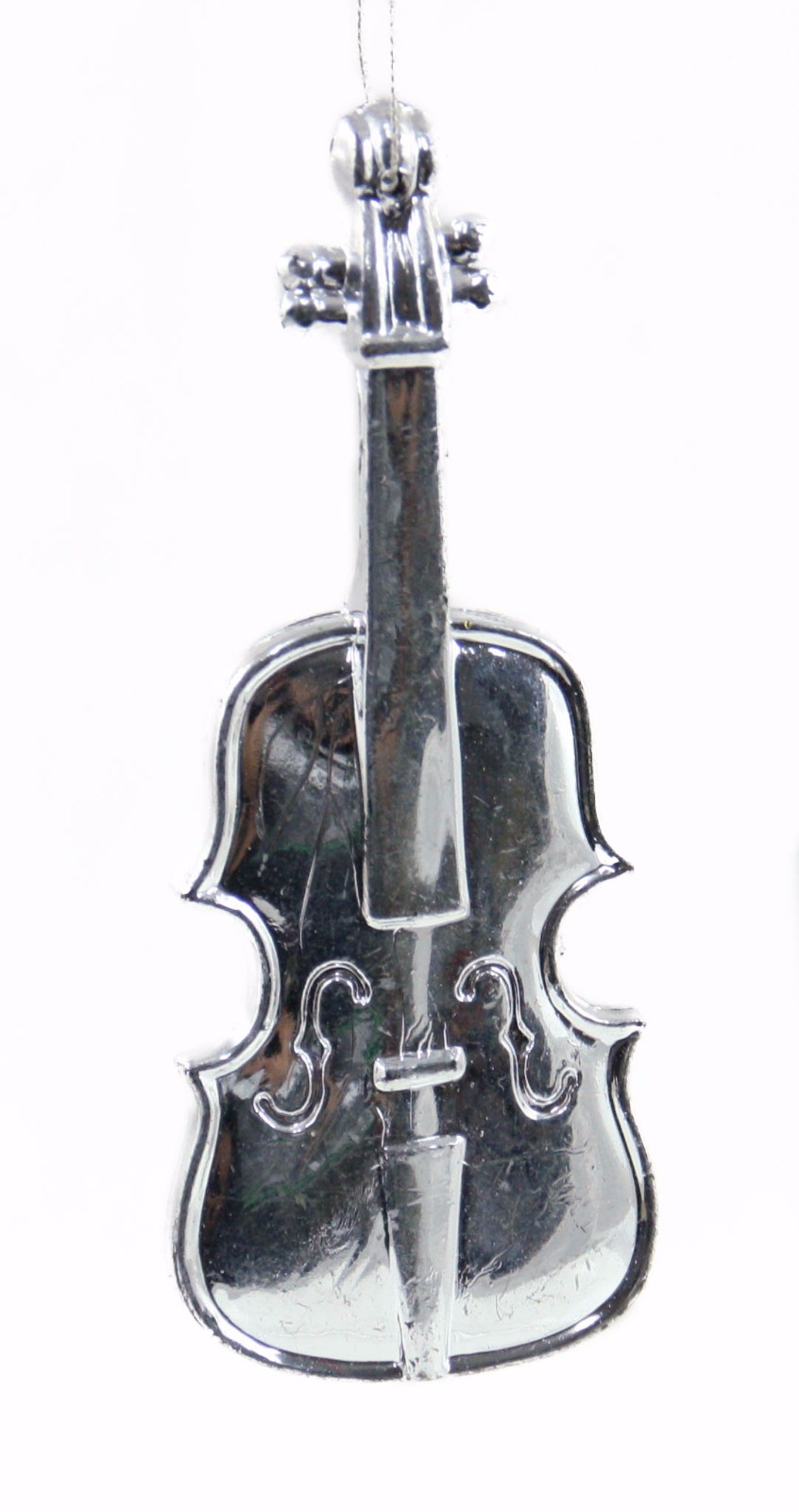 Silver Plastic Violin Ornament for Christmas Tree Decoration