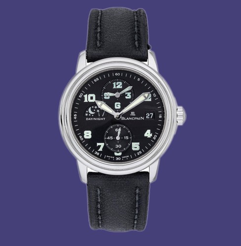 Men's Blancpain Leman Dual Time Zone Stainless Steel watch 38M...