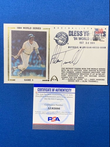 ALAN TRAMMELL SIGNED 1984 WORLD SERIES FDC DETROIT TIGERS Last Game 5 PSA DNA - Picture 3 of 3