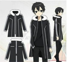 Sao Sword Art Online Kirito Kazuto Kirigaya Fleece Coat Jacket Cosplay Costume
