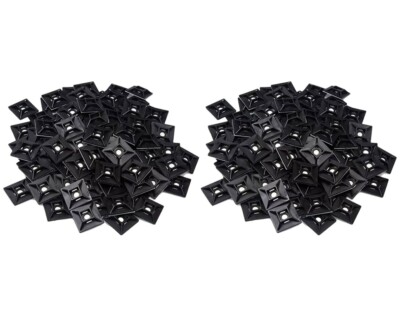 1'' Self Adhesive Black Cable Zip Tie Mounts 200pcs Management Organizer Squares