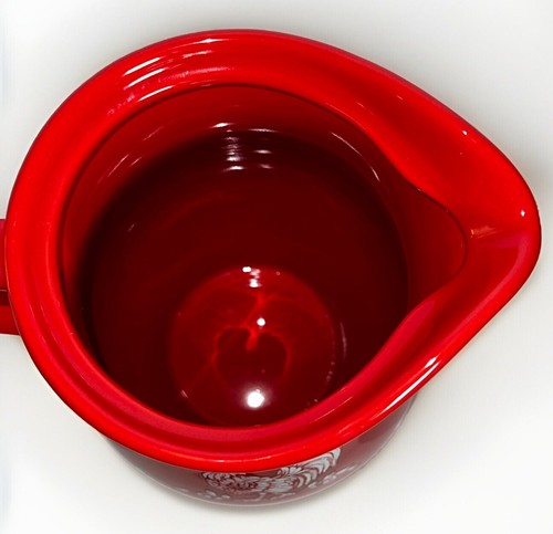 Pitcher & Lid - Temp-Tations by Tara Doodle Doo White on Red Rooster 2Qt Ceramic - Picture 8 of 9