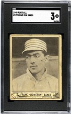 1940 Play Ball #177 Frank “Homerun” Baker (HOF) Philadelphia A’s - SGC 3 VG Nice
