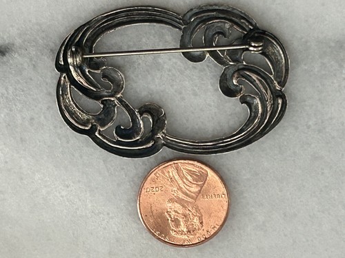 Vintage Sterling Silver Pin Brooch Art Nouveau Swirl - Picture 2 of 2