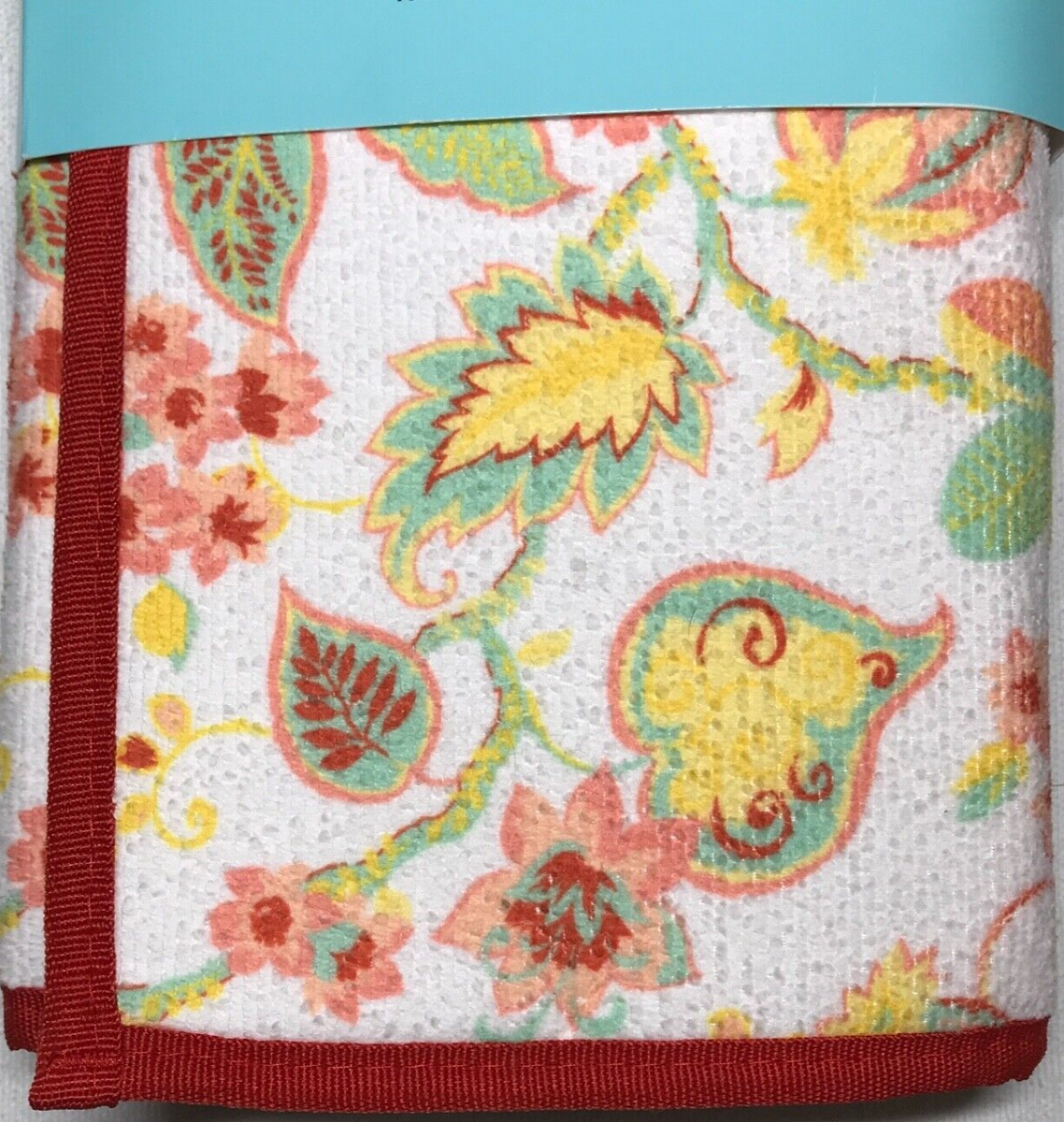 MARTHA STEWART KITCHEN DRYING MATS (2) RED YELLOW FLORAL 16 X 22