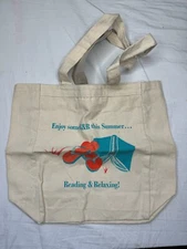 Vintage 90s Waldenbooks Reusable Tote Bag Canvas Bookbag NOS