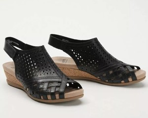 earth perforated leather wedges
