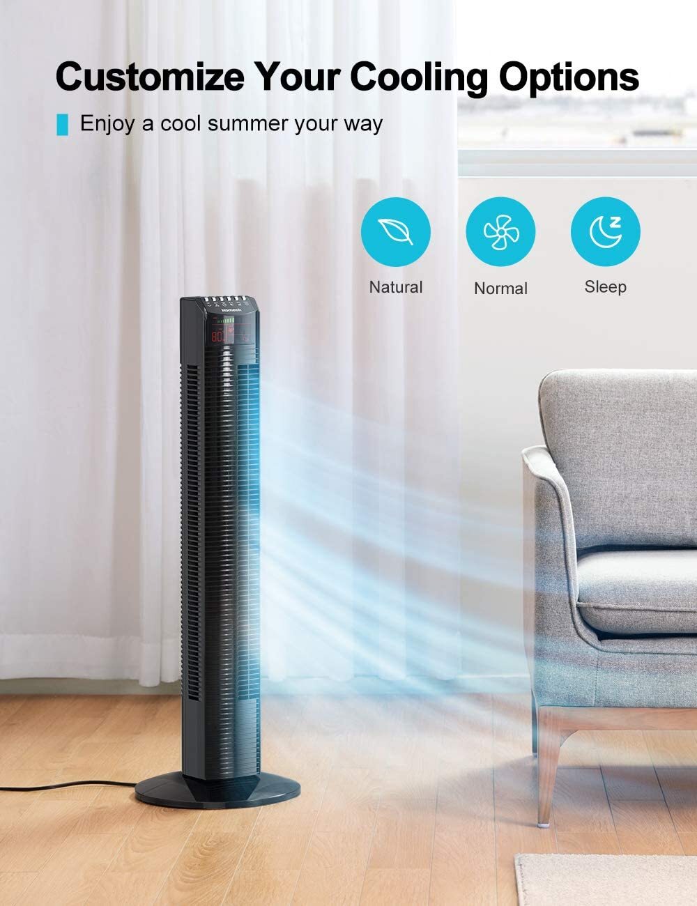 Homech HM-TF001 36 Black Tower Fan for sale online | eBay