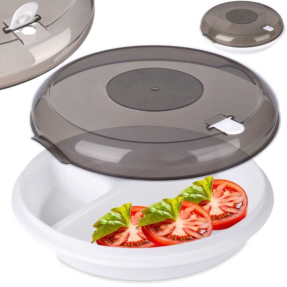 Mikrowellenteller Mikrowellenbehälter mikrowellengeeignet unterteilt 25 cm