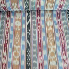 HORIZONTAL Multicolor Ikat Stripe Guatemalan Handwoven Cotton Fabric - Designer